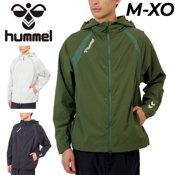 ヒュンメル トレーニングジャケット 長袖 メンズ hummel ウーブンフーディ フルジップ スポーツウエア アウター 薄手 ジャージ はっ水 撥水 ストレッチ /HAW2182