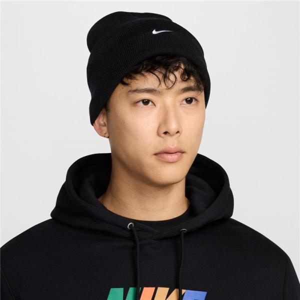 ナイキ ニット帽 メンズ レディース 帽子 NIKE ピーク スウッシュ ビーニー 黒 ブラック ニットキャップ スポーツウェア アクセサリー 刺繍ロゴ /HF0187-010