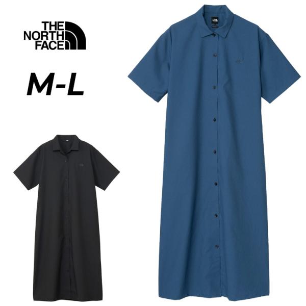 【美品】THE NORTH FACE アロハベントシャツワンピース　L ブラック THE NORTH FACE（ザ ノースフェイス） 半袖ワンピース レディース