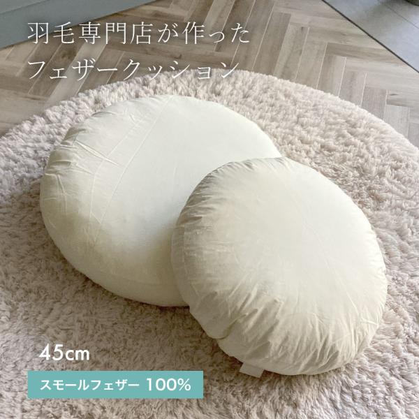 フェザー クッション ヌード 中身 直径45cm Φ45cm 丸型 円形 ラウンド 羽根 フェザークッション クッション中身 1000g 1kg