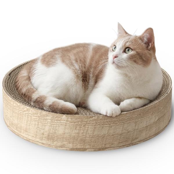 猫 爪とぎ ベッド ボウル型 段ボール 木目調 直径40cm×高さ8cm 日本製 NyanDay