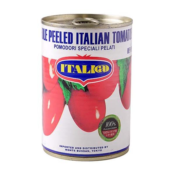 缶入　固形量245gイタリアの太陽の恵みをたっぷりと受けた完熟トマトを皮むきし、裏ごししたトマトピューレと一緒に缶詰にしました。手軽に本場イタリアの味をお楽しみいただけます。