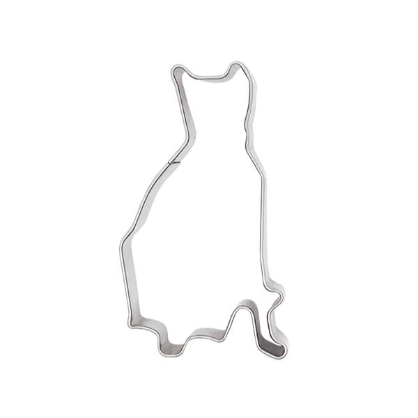 商品寸法：約40×70×H21mmクッキー生地を座った猫の形に抜けるステンレス製の抜き型です。