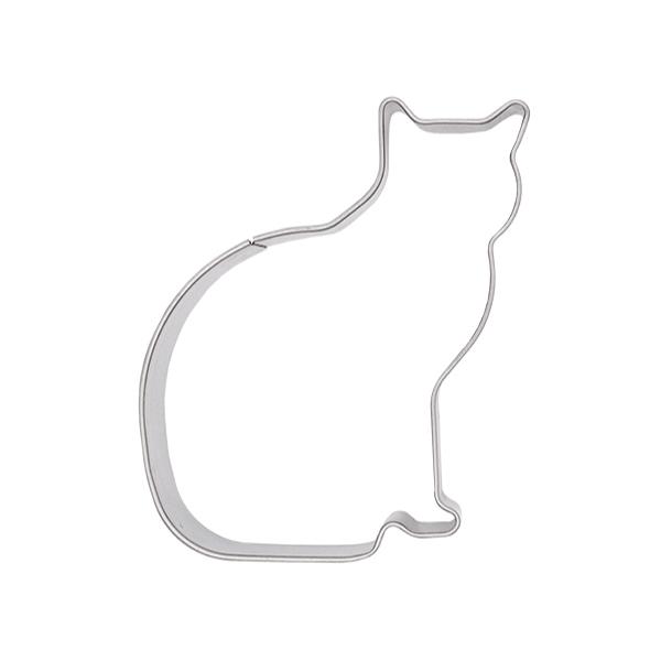 商品寸法：約60×71×H21mmクッキー生地を座った猫の形に抜けるステンレス製の抜き型です。
