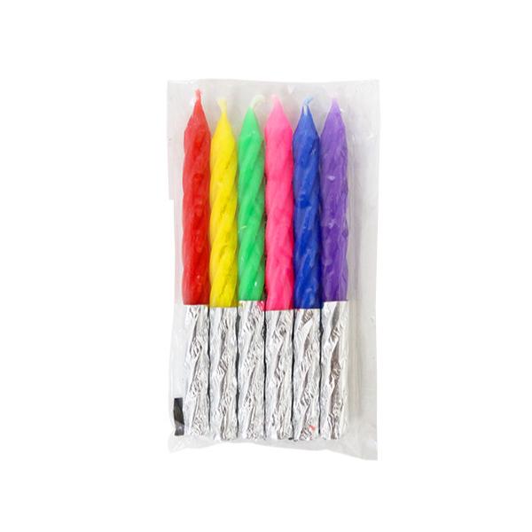 φ約6×85mm　6色入（ピンク・緑・黄・赤・青・紫）のキャンドルです。