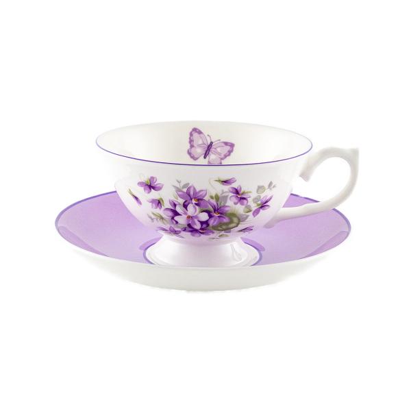 低廉 エインズレイ イングリッシュバイオレット カップソーサー 2客