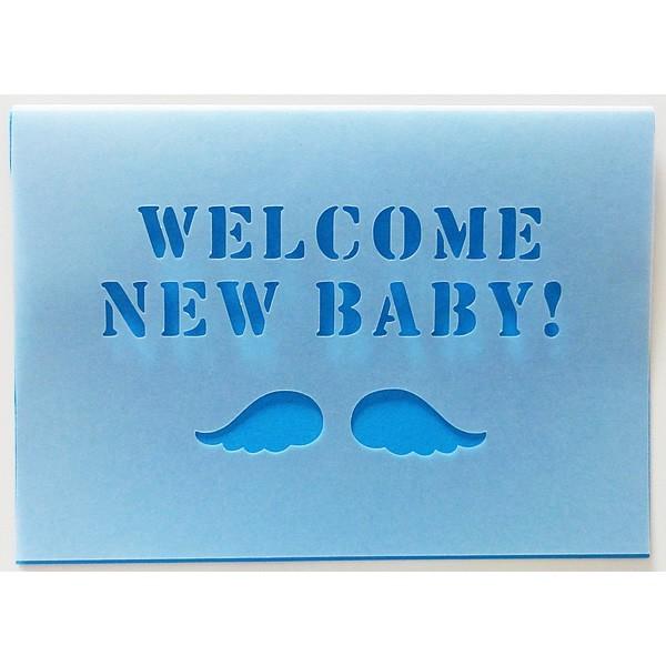無料カードからアップグレード Welcome New Baby メッセージカード 二つ折りカッティング 出産祝いエンジェル 青 Unopcrcs1a バルーン電報ギフト専門店 Wac Up 通販 Yahoo ショッピング