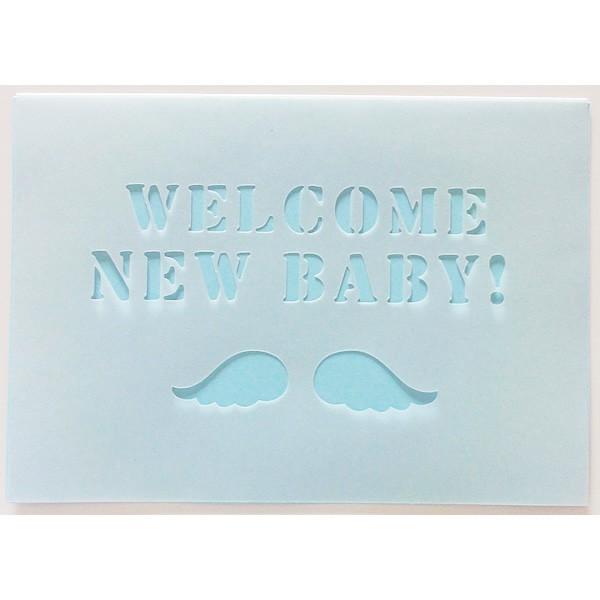 無料カードからアップグレード Welcome New Baby メッセージカード 二つ折りカッティング 出産祝いエンジェル 水色 Unopcrcs1m バルーン電報ギフト専門店 Wac Up 通販 Yahoo ショッピング