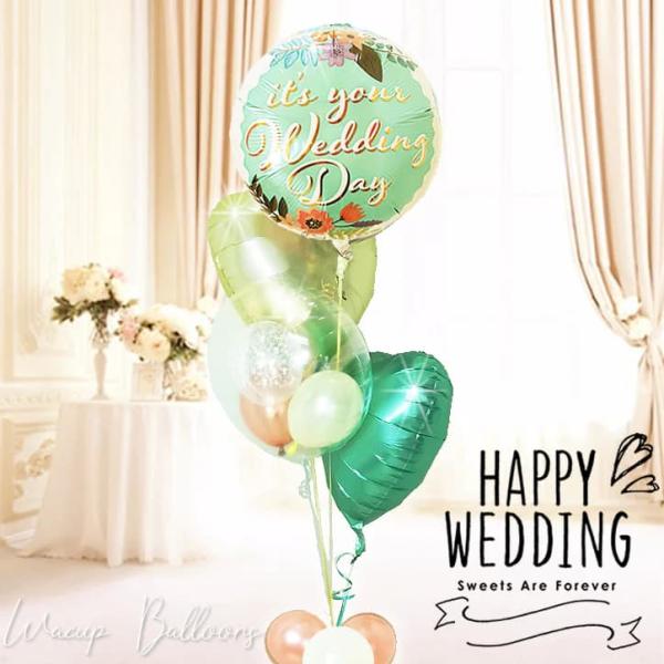 バルーン ブーケ 電報 結婚式 ギフト 祝電 結婚祝い 贈り物 ニュアンスカラー くすみカラー 結婚祝ウェディングデーフラワー サテンインプチ4バルーン電報セット