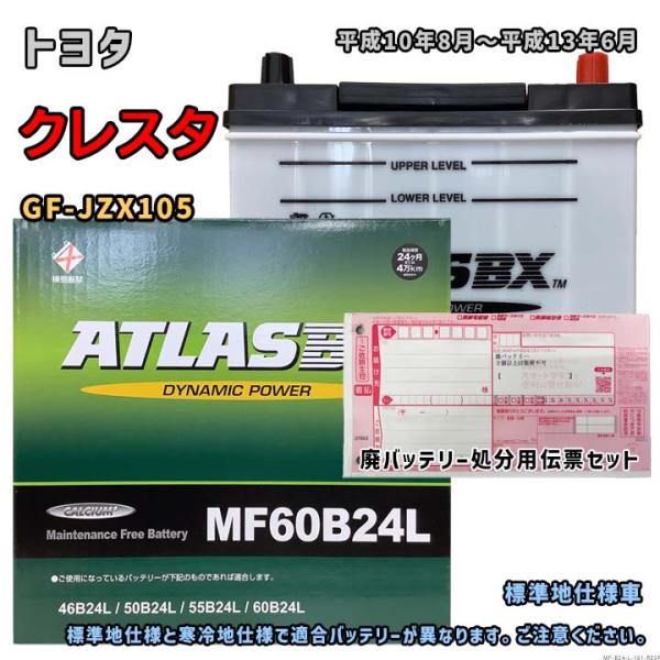 バッテリー ATLAS MF60B24L 廃バッテリー回収サービス付 トヨタ
