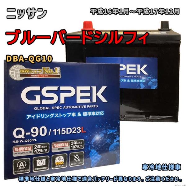バッテリー GSPEK W-Q90/PL ニッサン ブルーバードシルフィ DBA-QG10