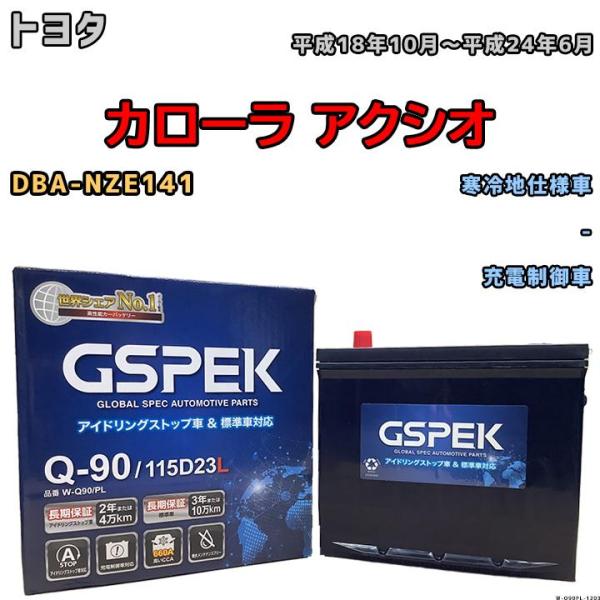 バッテリー デルコア GSPEK トヨタ カローラ アクシオ DBA-NZE141 - Q-90