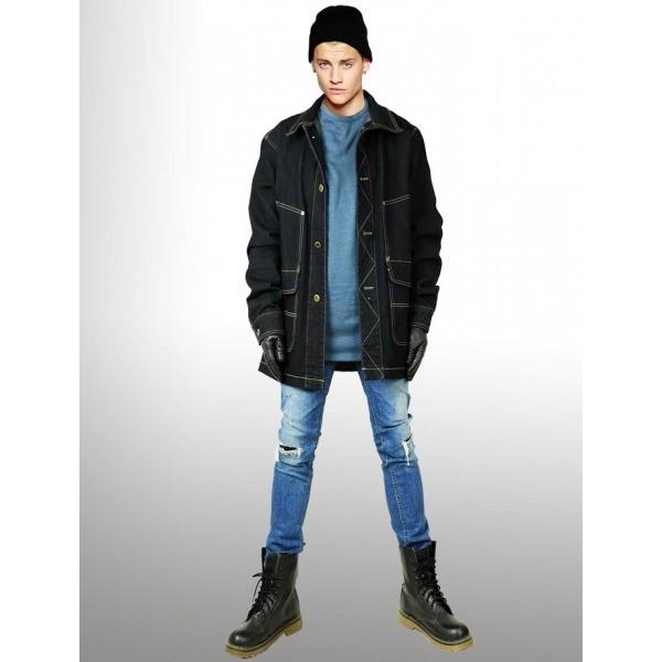 カバーオール ブラック デニム コート メンズコート ロングコート カジュアル コート デニム コート アウター メンズ Buyee Servis Zakupok Tretim Licom Buyee Pokupajte Iz Yaponii