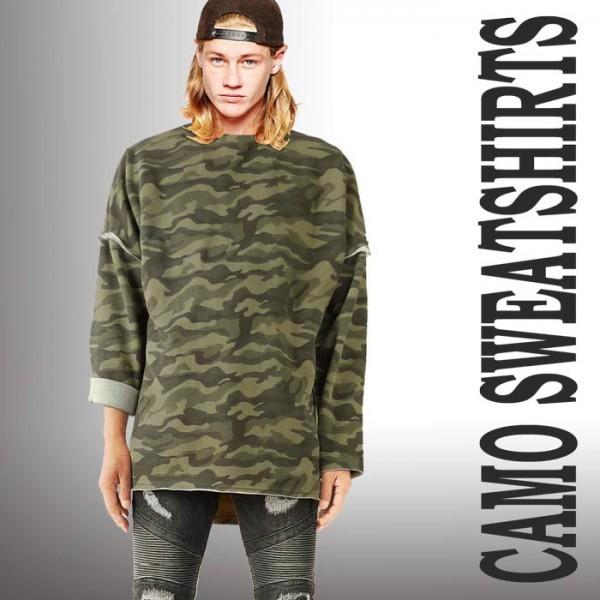 カモフラージュ（迷彩）のスウェット シャツ ゆるトップス ゆるシャツ