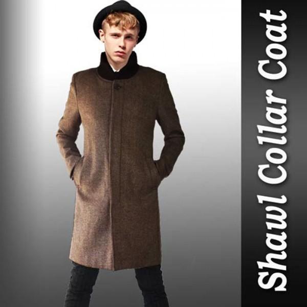 ニットのショールカラー へちま襟 コート ブリティッシュで上品なブラウン ウールコート メンズコート ロックファッション ウールコート Shawl Coat ストリート ロックファッションwad 通販 Yahoo ショッピング