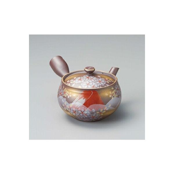 三陶 萬古焼 絵付け急須 350cc サークル網 2号新カメ赤富士急須 16635