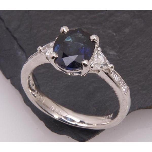 PT900天然￼サファイア ダイヤモンド リング.4.24グラム.#12￼ 質屋出品》Pt900☆天然サファイア2.24ct+ダイアモンドリング☆C