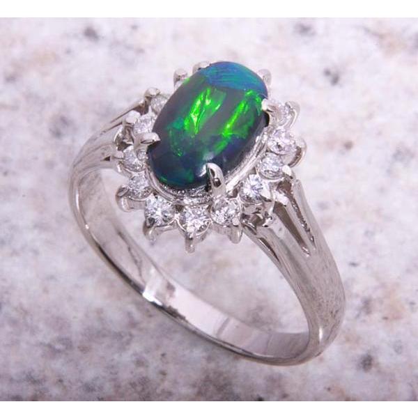 値下げ Pt900 天然オパール リング 天然ブラックオパール リング Pt900