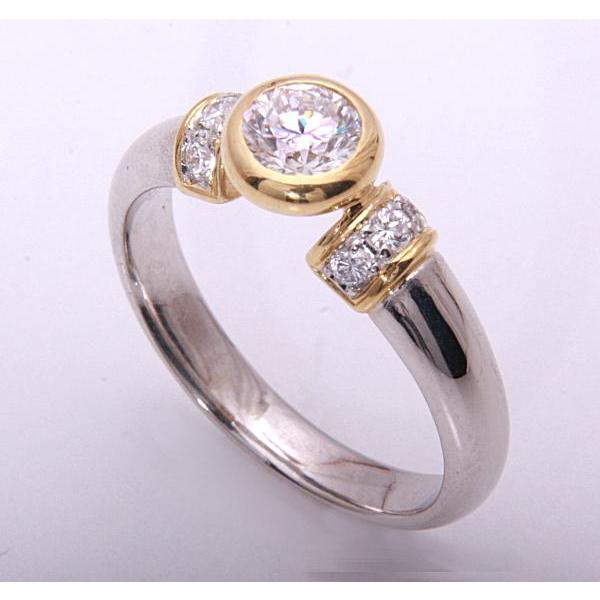 質屋出品》Pt900/k18☆天然ダイアモンド0.354ct+0.10ctリング☆C-4378  