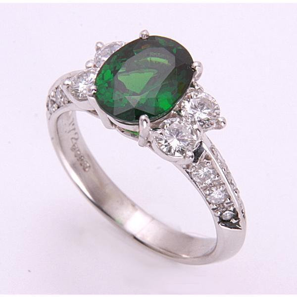 質屋出品》Pt900☆天然グロシュラライトガーネット1.72ct+ダイアモンド  