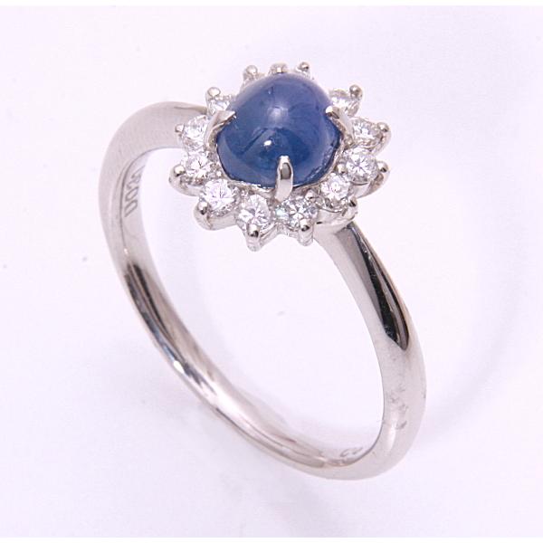 質屋出品》Pt900☆天然サファイア1.30ct+ダイアモンドリング☆C