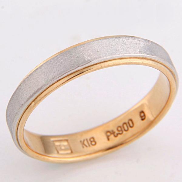 見て！K18金ゴールド×Pt900プラチナコンビリング指輪9号！MJ-2220 