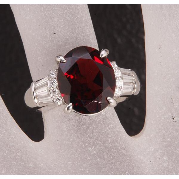質屋出品》Pt900☆大粒天然ガーネット4.76ct+ダイアモンドリング☆k 