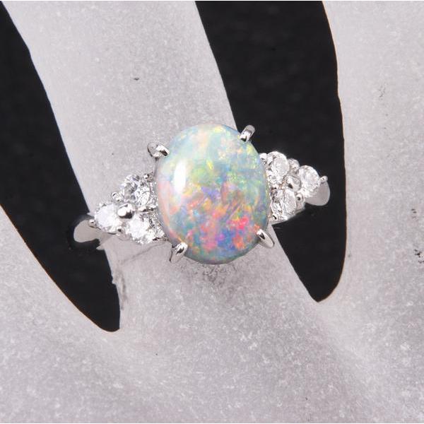 質屋出品》Pt900☆鮮やかな天然ブラックオパール2.16ctリング☆k-3330  