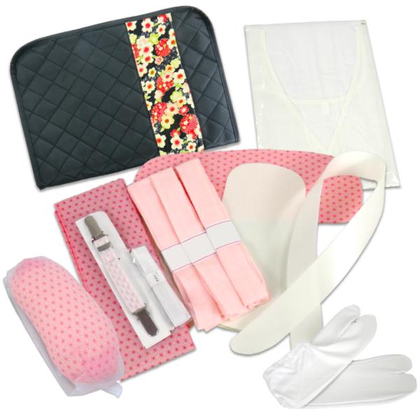 【キルティングバック入り 着付け小物13点セット】成人式や卒業式、結婚式など、振袖を着る特別な日にぴったりの着付け小物13点セットです。小物はもちろん、肌着や足袋までセットになっているので安心！振袖だけでなく、訪問着や袴など、さまざまな和装...