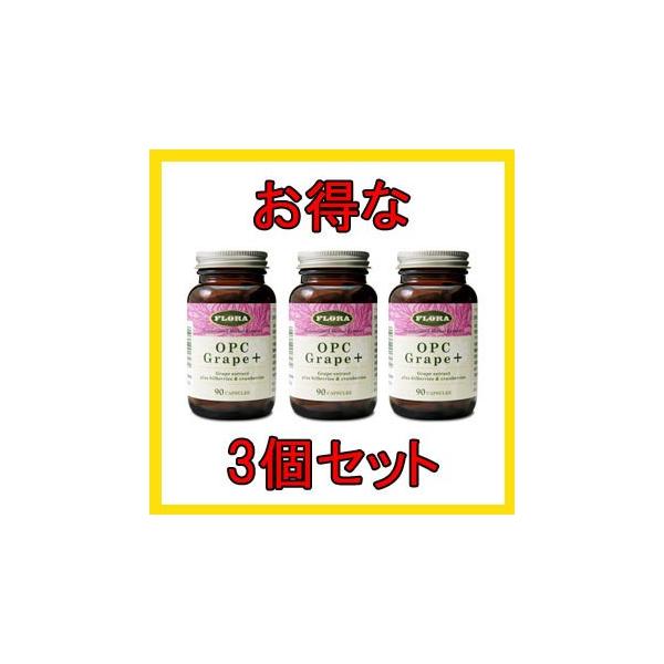 OPCグレープ+ プラス 90カプセル×3個 FLORA(フローラ社) opc オーピーシーグレープシード フローラ・ハウス  賞味期限2028年2月