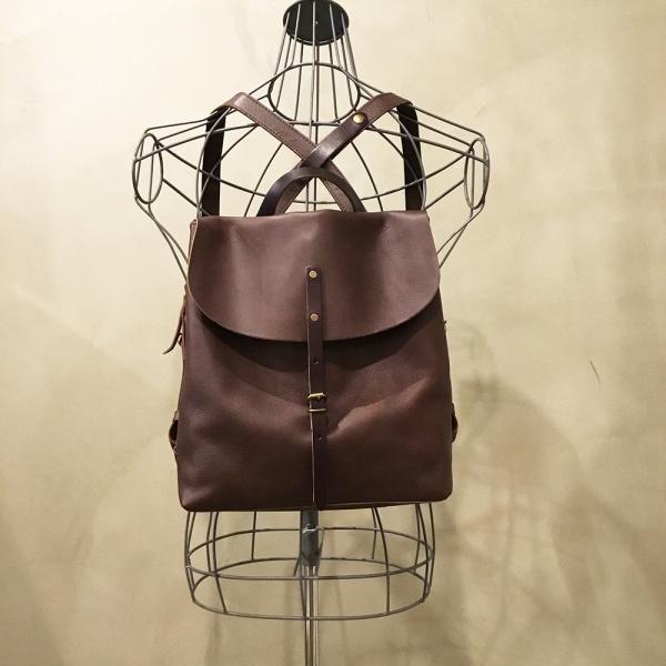 alto.】フラップリュック（M）AMSB-1705（ブラウン） レザー 本革 A4