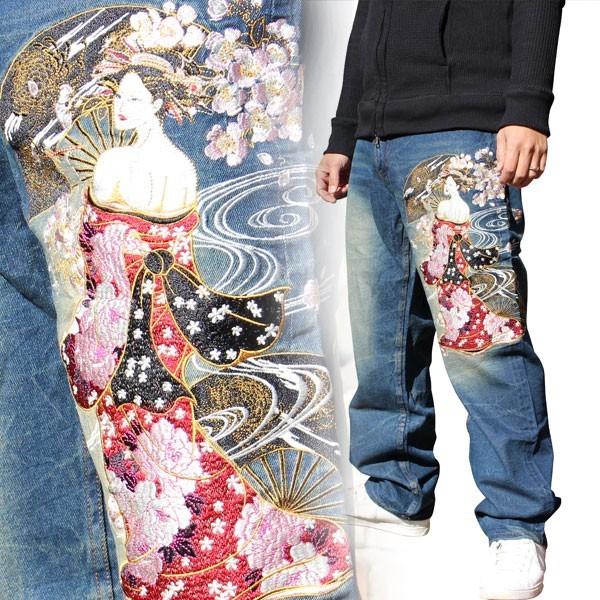 和柄 ジーンズ 和柄デニム 和柄刺繍ジーンズ 花魁柄 J1 3 和柄刺繍ジーパン 和柄デニム絡繰魂刺繍和柄メンズ Myjtyjt 和柄神 通販 Yahoo ショッピング
