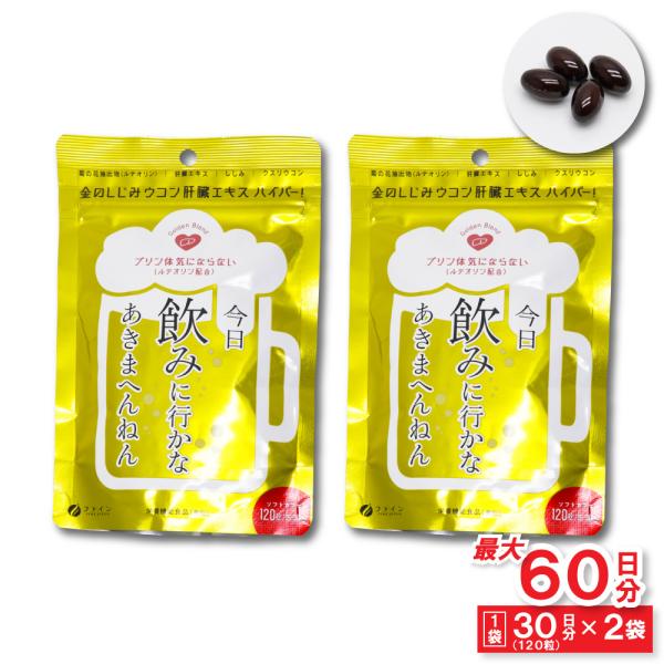 ファインFINE JAPAN金のしじみ ウコン 肝臓エキス ハイパー！120粒/15〜30日分（1袋あたり）今日 飲みに行かなあきまへんねんプリン体 気にならない（ルテオリン配合）Golden Blend●菊の花抽出物（ルテオリン）●肝臓エ...