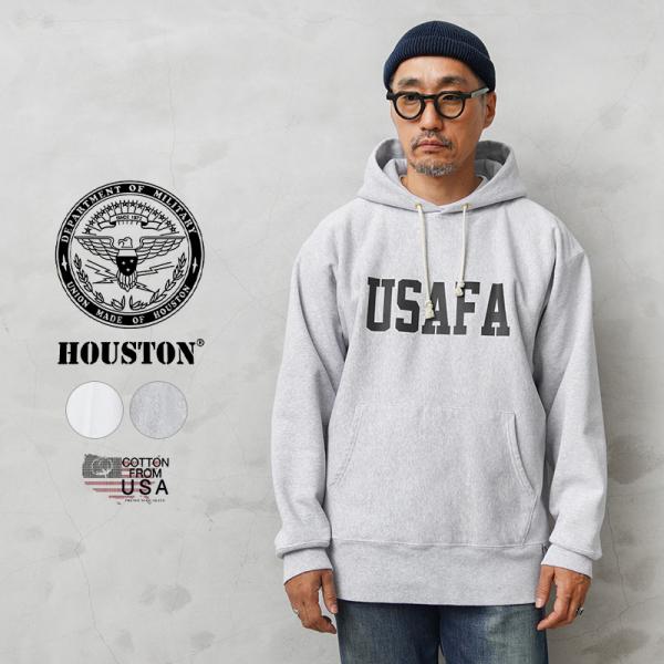 HOUSTON ヒューストン 22312 U.S.コットン NAVY プリント フーディー