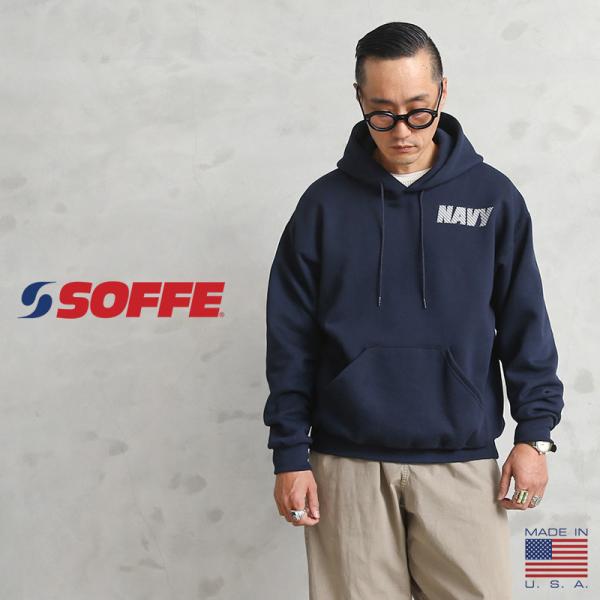 90s USA製 SOFFE アメリカ軍 USNAVY スウェット パーカー M 90s USA製 米軍 SOFFE US Navy Hoodie Sweat ソフィー アメリカ