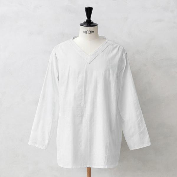 実物 新品 デッドストック ロシア軍 80s Vネック スリーピングシャツ ホワイト メンズ パジャマシャツ ルームウェア 軍モノ 軍服 古着【クーポン対象外】【I】