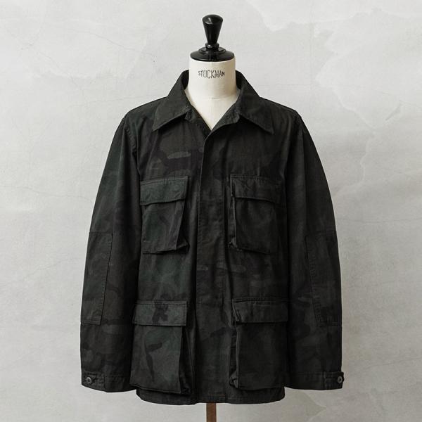 実物 新品 デッドストック 米軍 BDU WOODLAND CAMO ジャケット 前期型 ノンリップ BLACK染め【クーポン対象外】【I】