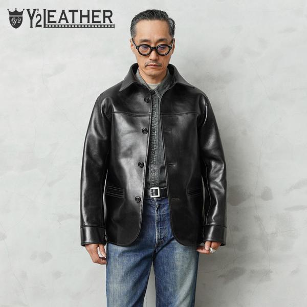 Y2 leather LSC-76-C ランドヘム カーコート 42 ANILINE STEER ROUNDED HEM CAR COAT[ LSC-76-C ] | Y'2 LEATHER