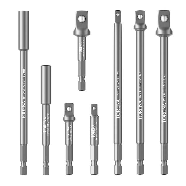 ソケットアダプターセット 4点 ８点セット 差込角6.35mm(1/4)インチ、9.52mm(3/8)インチ、12.5mm(1/2)インチ 電動ドリル用 アダプターセット六角軸変換アダプ