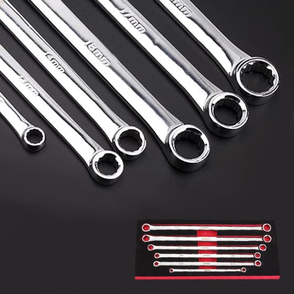 【高品質】レンチセットは高品質クロームバナジウム鋼製で 熱処理＆鏡面仕上げ済み、耐久性や耐摩耗性に優れて、使用寿命が大幅向上させる。また、ニッケルクロム で防錆処理しており、錆が出難い、光沢度を守って、品質が確保する。【超長さ】超ロングスト...