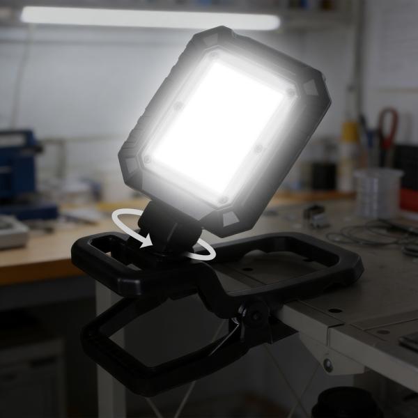 即納！LED投光器 充電式 ワークライト 4000LM 2段階調光 屋外 IP54 防水 作業ライト クリップライト 省エネ SMDチップ 360°回転 夜釣り アウトドア キャンプ用
