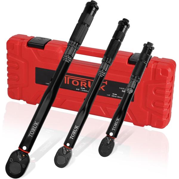 即納 3点組 トルクレンチ セットプレセット型 1/2 28-210N.m 1/4 2-24N.m 3/8 5-60N.m 自動車用 タイヤ交換 オートバイ 機械の整備 作業工具 収納ケース付き