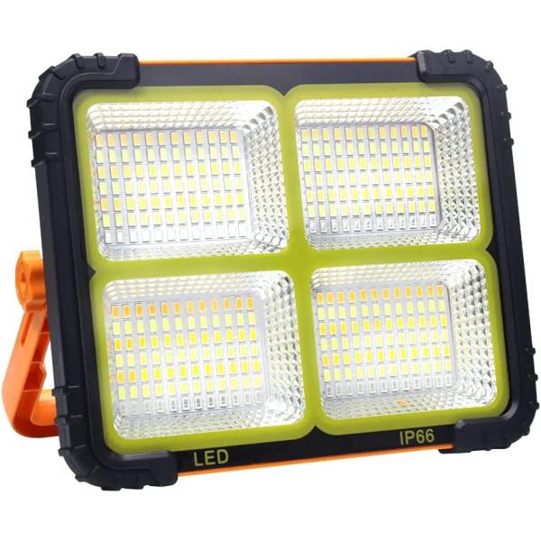 【即納】新登場 LED投光器 120Ｗ USB充電式 作業灯 便携12000mAh 薄型 高輝度 五つ点灯モード 赤青点滅  336個チップ 屋内 屋外 照明 キャンプ 夜釣り