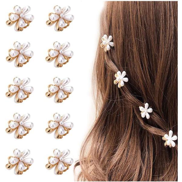 ミニヘアクリップ ヘアピン 花 前髪クリップ 真珠のヘアクリップ ヘアアクセサリー 可愛い 髪飾り バンスクリップ 髪留め 誕生日  10個入り