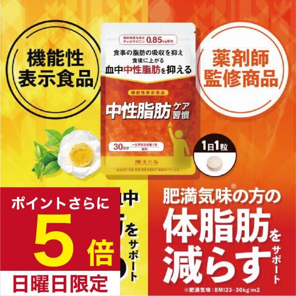 ダイエット サプリ 中性脂肪 サプリメント チャカサポニン 桑の葉 茶カテキン 体脂肪 内臓脂肪 皮下脂肪 中性脂肪ケア習慣 30粒 ダイエットサプリ