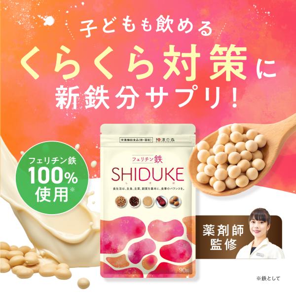【アウトレット：賞味期限2026年11月末】鉄分サプリ 鉄分不足 鉄分 補給 フェリチン鉄 ヘム鉄 サプリ サプリメント フェリチン鉄SHIDUKE 和漢の森