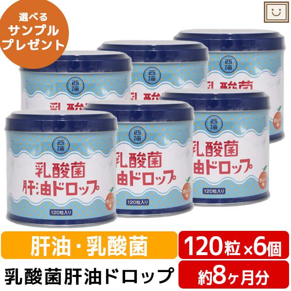 送料無料 乳酸菌肝油ドロップ オレンジ風味 120粒 6個セット 肝油ドロップ 国産 子供 目のサプリ ビタミンD ビタミンC ビタミンA 乳酸菌 鮫肝油