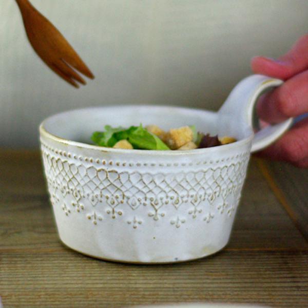 フレンチレース スープカップ マットホワイト 益子焼 レース模様 おしゃれ かわいい モダン ギフト フリーカップ スープマグ お家カフェ