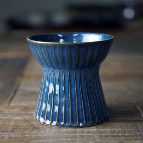 ねこ＆小型犬用 フードボウル ブルー 伝統工芸品 益子焼 青 ペット