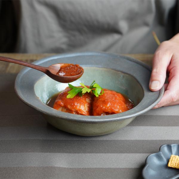 益子焼 炭化灰釉 リム鉢 わかさま陶芸 ボウル 中鉢 スープボウル